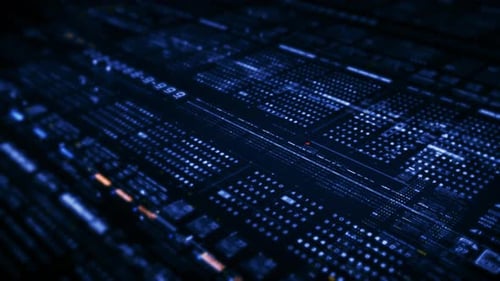 Futuristic Digital Data Stream in Cybernetic Blue Grid