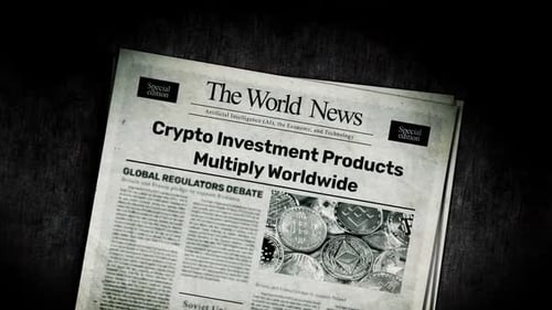 Animated Newspaper Headline on Cryptocurrency Investments