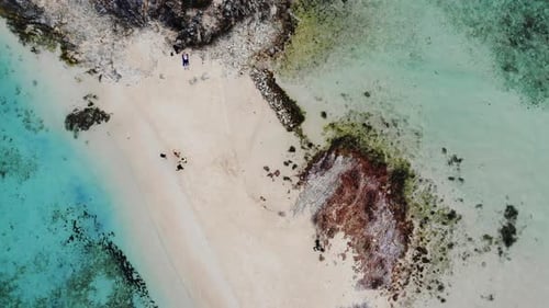 Aerial view of tropical beach on the Bulog Dos Island, Philippines. Beautiful tropical island with s