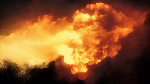 Blazing fiery inferno on black background. 4K loop