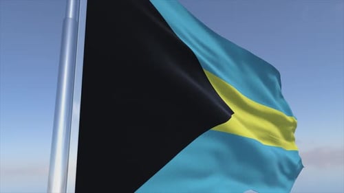 Realistic Bahamas Flag Waving Seamless Loop Animation