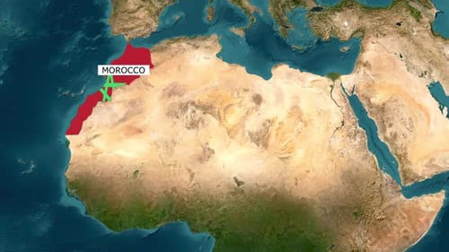 Animated Map Highlight and Flag Reveal for Morocco