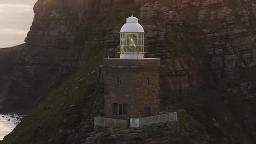 Aerial Cape Point Lighthouse and Cliffs Near Cape Town South Africa