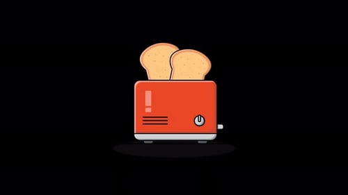 Animated Toaster Making Toast Flat Design Icon
