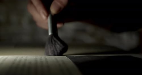 Restoration of rare old books. Close-up shot