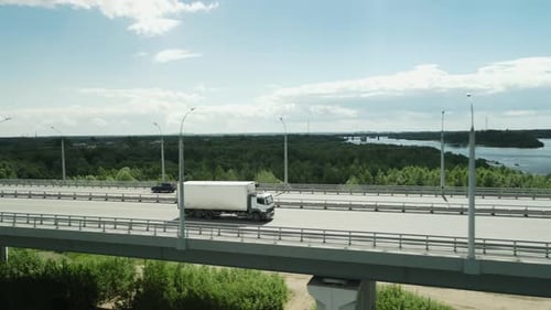 Long Distance Truck Freight Drive Highway Road Big Lorry Move Cargo Delivery