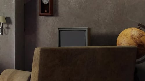 Vintage Television Screen Reveal with Retro Turn On