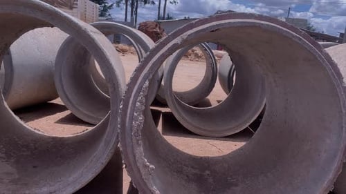 Abstract shot for Concrete tubes pipes on going contracting project