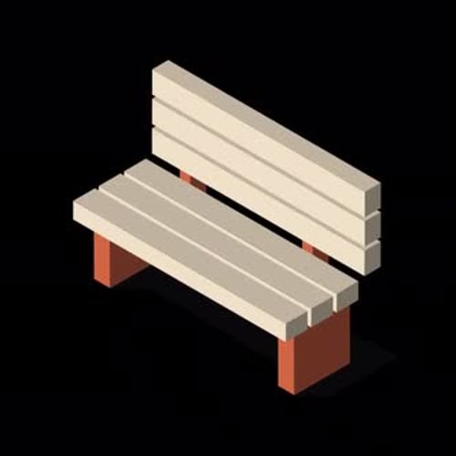 Isometric Park Bench Graphic Element on Black