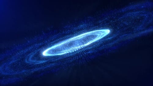Abstract background with wavy shape particles, digital blue waves. Seamless looping 4k video
