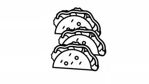 Line Art Animated Tacos Icon