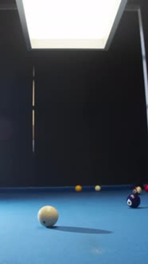 White Ball Collides with a Billiard Ball That is Uniformly Orange in Color at Position 5 During a