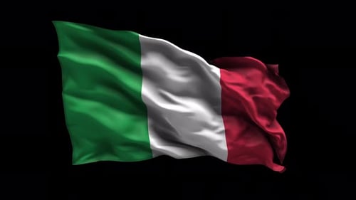 Realistic Waving Italy Flag Alpha Channel Animation