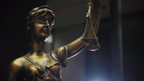 Close Up Shot of Legal and Law Concept Statue of Lady Justice Move Camera View
