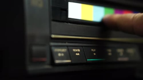 VHS Video Cassette Tape From 1980s, Inserting and Starting Playback