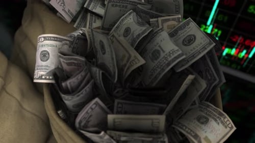 Money Pile Close Up Wealth Finance Background 4K