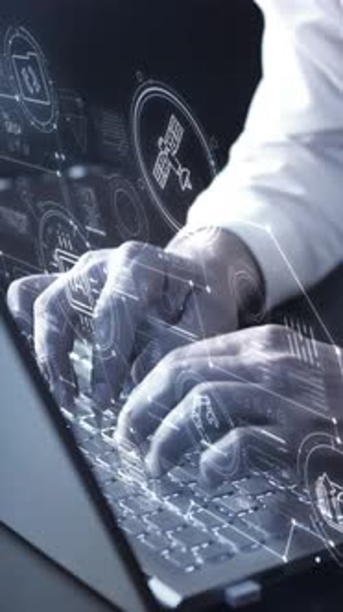 A Man on a Laptop Works with an AI