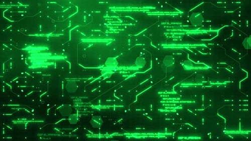 Green Circuitry Matrix: Futuristic Tech Animation with Digital Lines