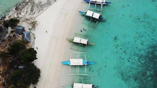 Aerial view of tropical beach on the Bulog Dos Island, Philippines. Beautiful tropical island with s