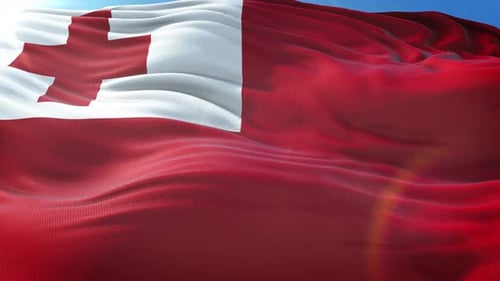 Realistic Tonga Flag Waving Loop Animation