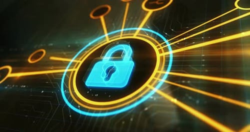 Cyber security with padlock symbol 3d digital concept