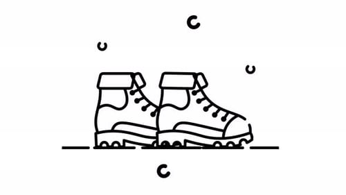 Animated Line Art Hiking Boots Icon Reveal