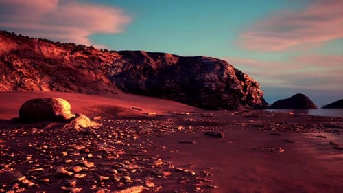 Rocky Beach Seascape During Golden Hour