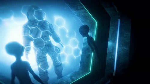 Aliens With Astronaut Inside Chamber