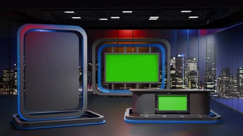 3D Virtual News Studio Background Loop