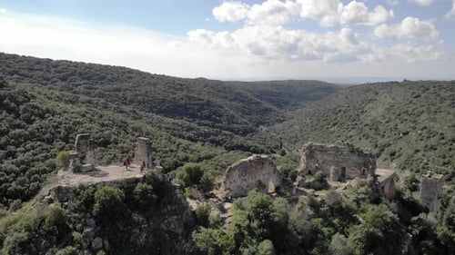 Crusaders Montfort castle in North Israel, Aerial, 2022