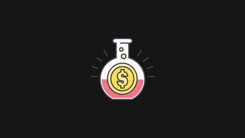 Animated Dollar Sign Flask for Financial Investment Growth
