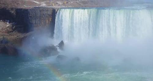 4K Niagara Falls Mist Cloud City Waterfall Gull Rainbow Cliff