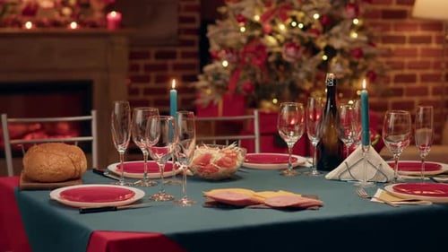 Christmas Dinner Table Set for Festive Celebration
