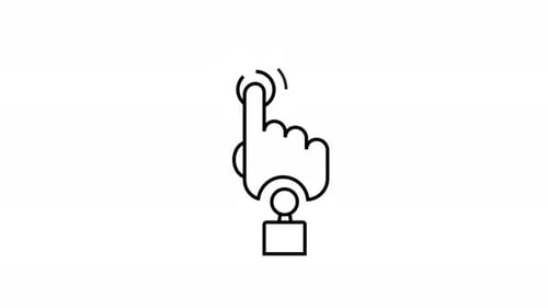 Robot hand pressing button in minimal line animation