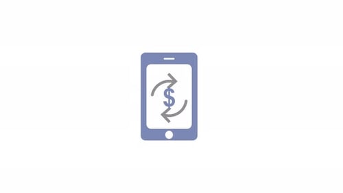 Flat Design Mobile Phone Money Exchange Icon Animation