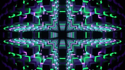 Purple And Turquoise Neons Moves In Rectangles Background Vj Loop In 4K