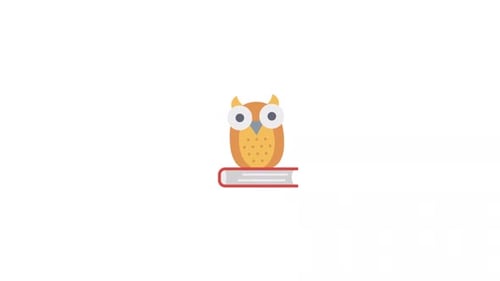 Flat Design Blinking Owl On Book Educational Icon
