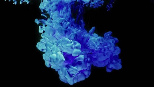 Abstract Blue Ink Swirl on a Black Background