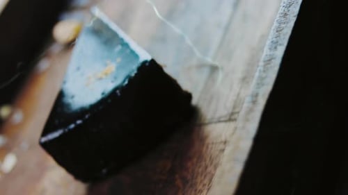 Delicious Slice of Dark Chocolate Cake on Wood