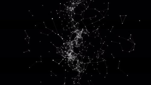 Abstract White Plexus Structure Evolving in Motion at Black Background Depth of Field