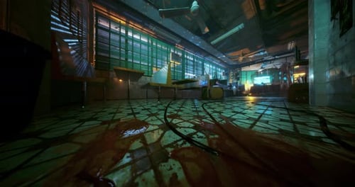 Abandoned Diner Filled with Eerie Shadows and Mysterious Atmosphere