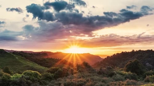 Gorgeous Aerial View of Mountains at Sunrise