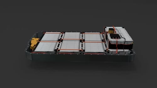 Electric Car Battery Pack 3D Rotating Animation