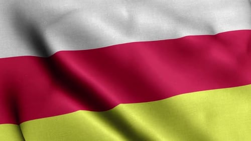 Realistic Waving Fabric Flag Animation with White Red Yellow Stripes