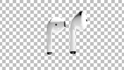 Rotating Wireless Earbuds 3D Animation with Alpha Channel