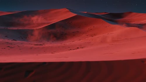 Epic Animation Of Sand Dunes iIluminated By Abstract Lights At Night