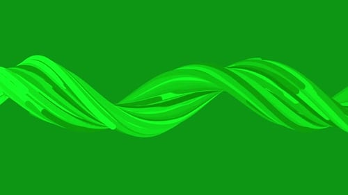 Abstract bright green glowing flying waves from twisted lines background
