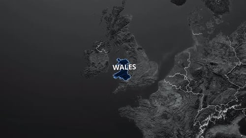 Wales Map Blue Color 4K