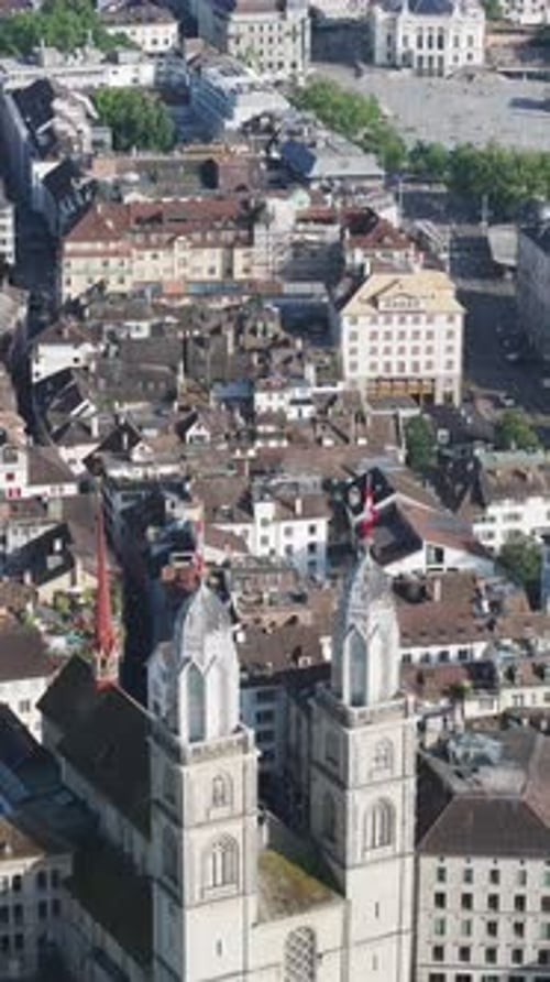 Aerial video over the city of Zurich, Switzerland