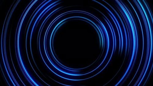 Abstract Blue Glowing Concentric Circles Tunnel Loop Background